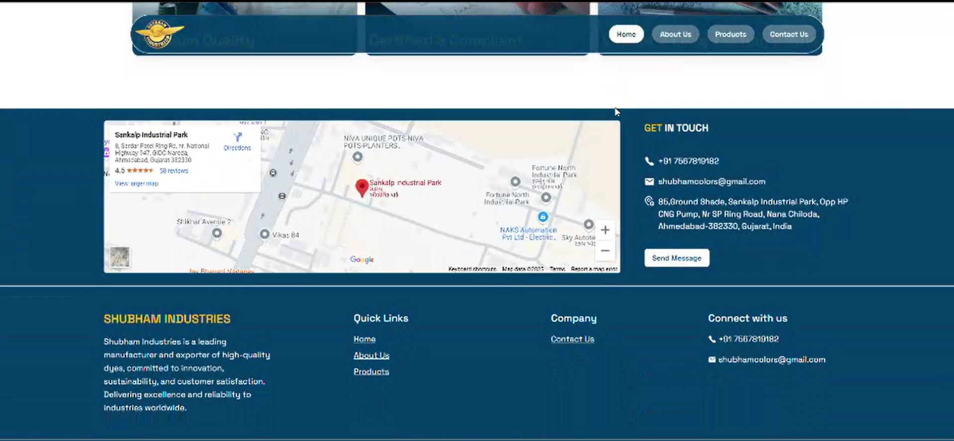 ShubhamColor.com – Corporate Chemical Manufacturing Website