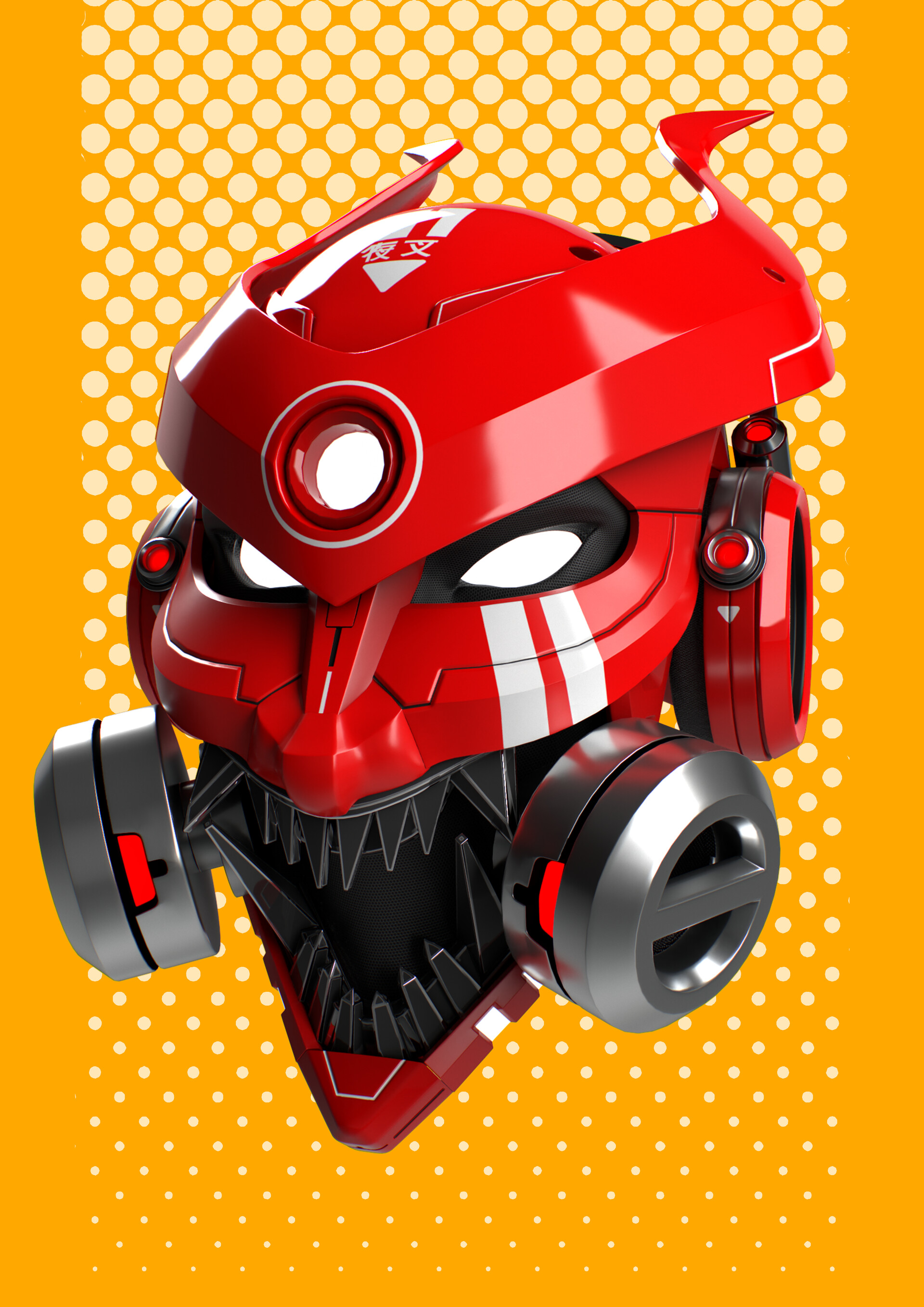 Mecha Oni Mask / Futuristic Samurai Helmet
