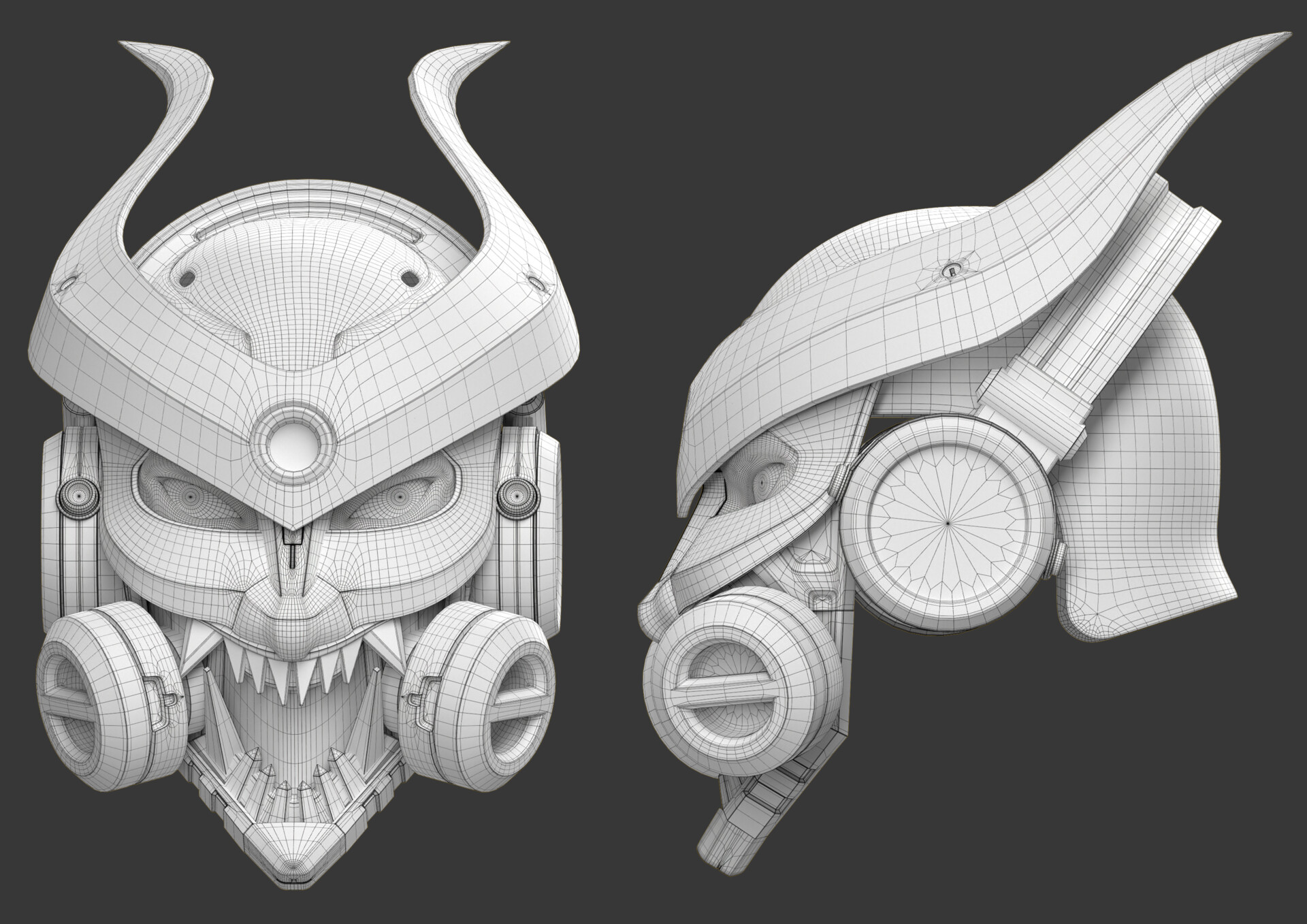Mecha Oni Mask / Futuristic Samurai Helmet