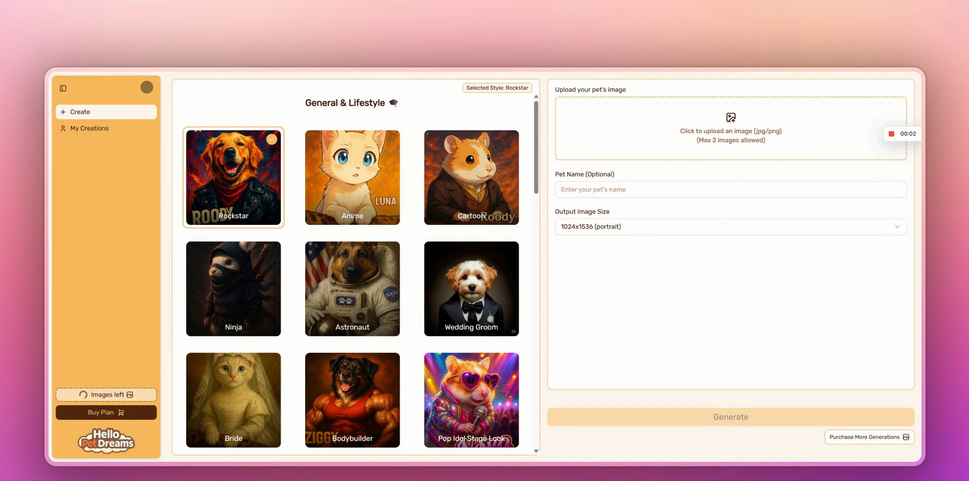 HelloPetDreams.com – AI Pet Portrait Generator Website