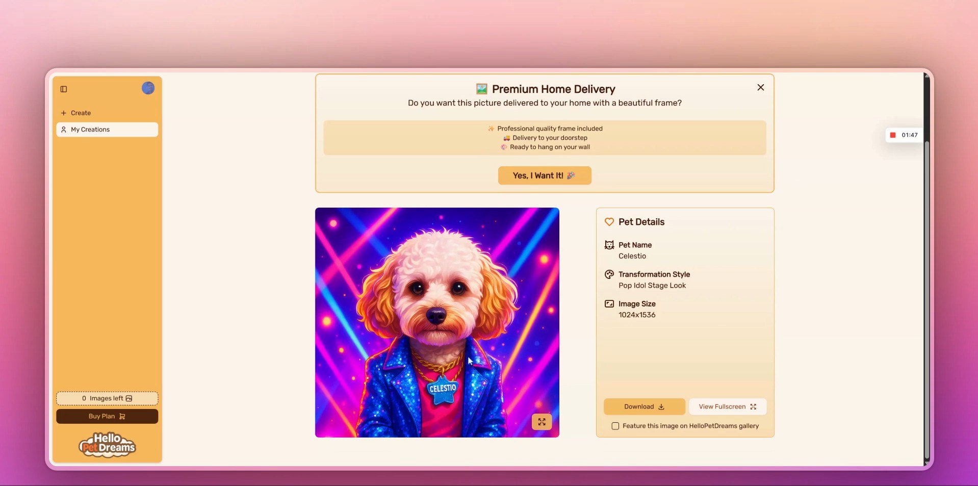 HelloPetDreams.com – AI Pet Portrait Generator Website