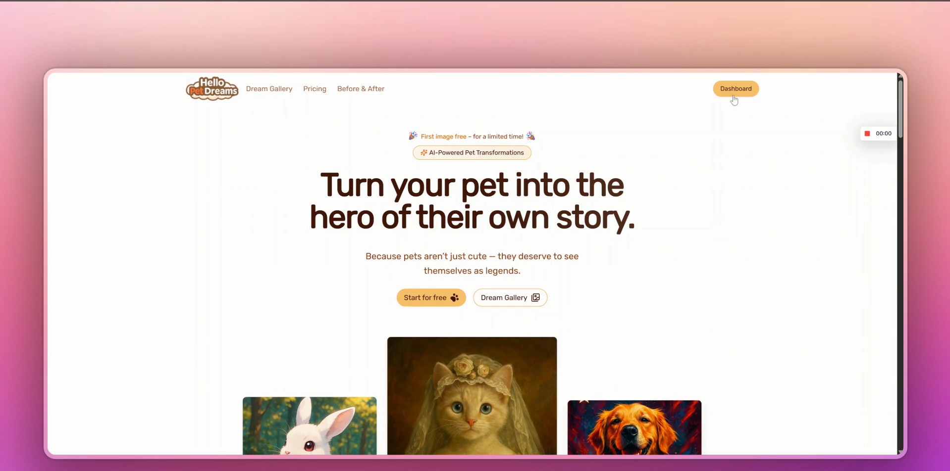 HelloPetDreams.com – AI Pet Portrait Generator Website